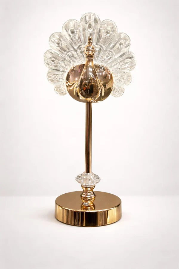 Luxury Peacock Crystal Table Lamp | Golden Decorative Lamp for Home & Bedroom