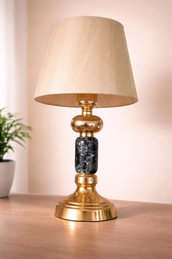 Modern Gold Table Lamp with Fabric Shade | Luxury Bedside Night Lamp