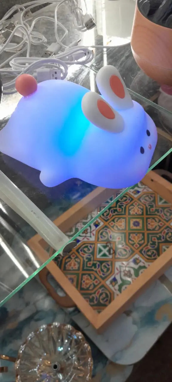 Cute Bunny Silicone Night Light for Kids | Soft Squishy LED Mood Lamp