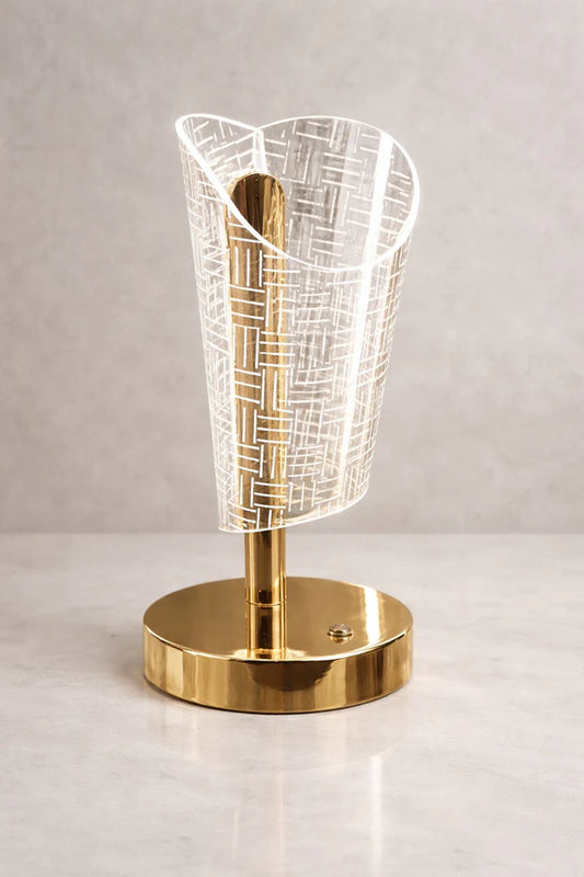 Modern Crystal Table Lamp Gold Finish | Elegant Bedside & Living Room Lamp