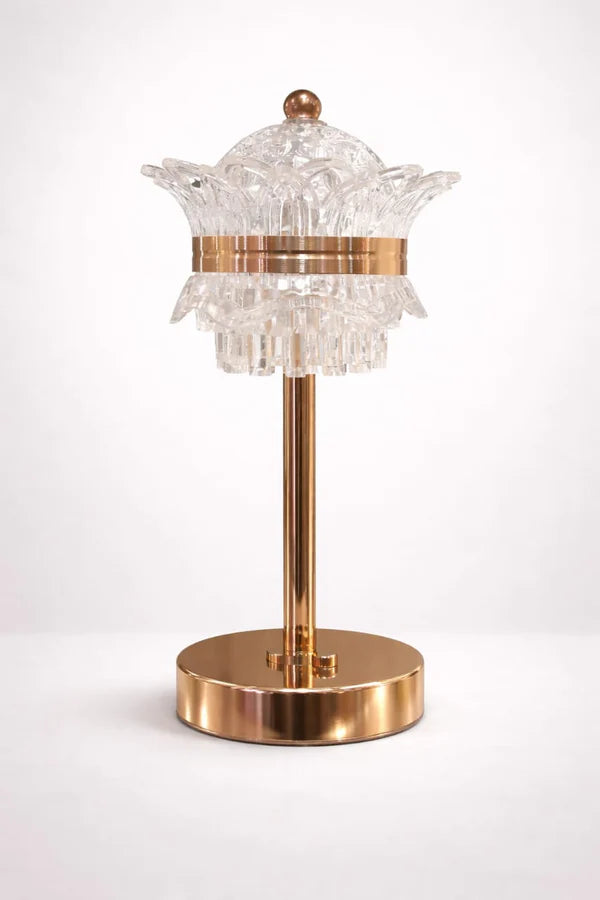 Modern Crystal Table Lamp Gold Finish | Stylish Bedside & Living Room Light