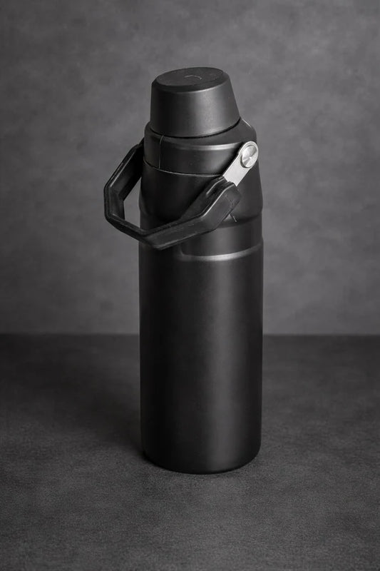 Premium Stainless Steel Insulated Water Bottle | Hot & Cold Vacuum Flask with Handle | Leak-Proof Travel Bottle (Black)