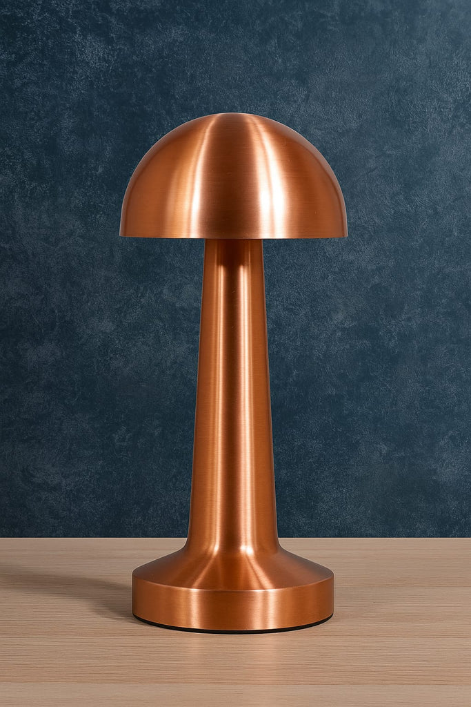 Modern Copper Mushroom Table Lamp – Brushed Metal Finish