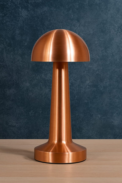 Modern Copper Mushroom Table Lamp – Brushed Metal Finish