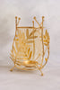Golden Leaf Tealight Candle Holder – Decorative Glass & Metal Lantern