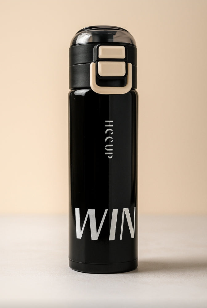 "HCCUP Double Wall Insulated Stainless Steel Sports Water Bottle with Leak-Proof Flip Lid – 1L (Black)"