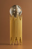 Luxury Kinetic Gear Globe Sculpture – Crystal Sphere on Golden Pipe Pedestal
